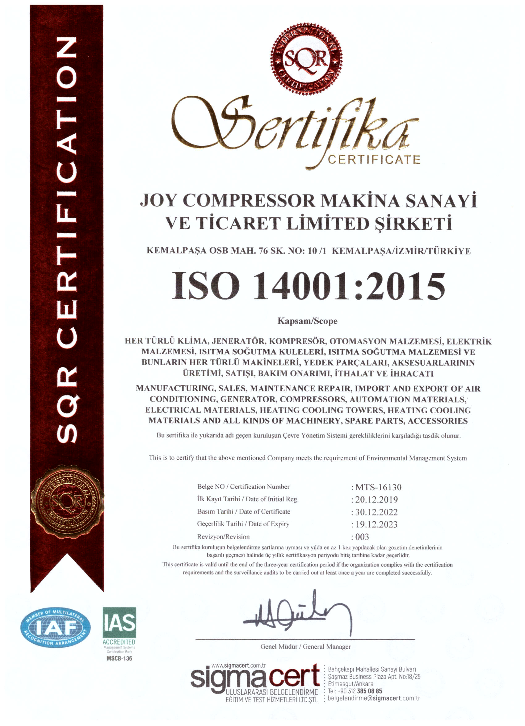 JOY ISO 14001